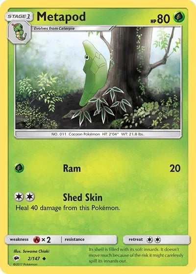 2/147 Metapod Reverse Holo - Burning Shadows