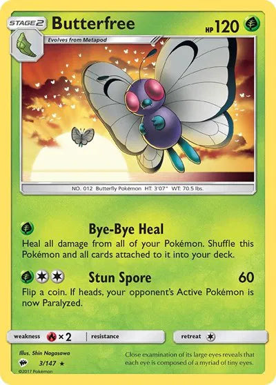 3/147 Butterfree Reverse Holo - Burning Shadows