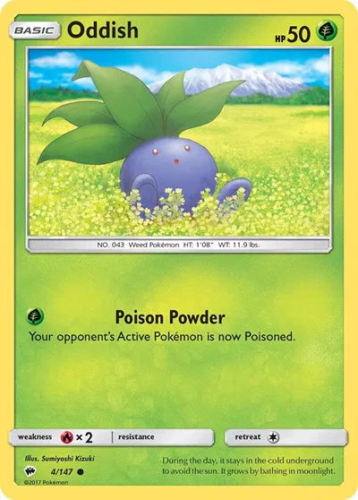 4/147 Oddish Reverse Holo - Burning Shadows