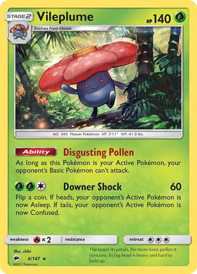 6/147 Vileplume Reverse Holo - Burning Shadows