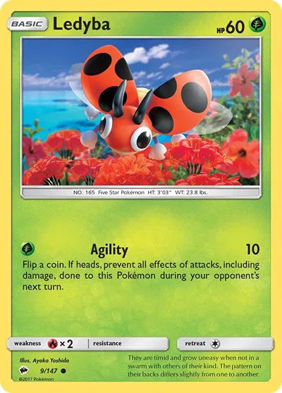 9/147 Ledyba Reverse Holo - Burning Shadows