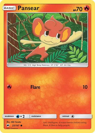 22/147 Pansear Reverse Holo - Burning Shadows