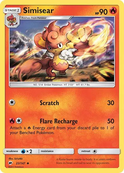 23/147 Simisear Reverse Holo - Burning Shadows