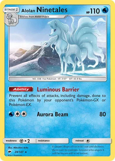 28/147 Alolan Ninetales Reverse Holo - Burning Shadows