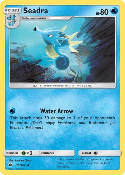 30/147 Seadra Reverse Holo - Burning Shadows