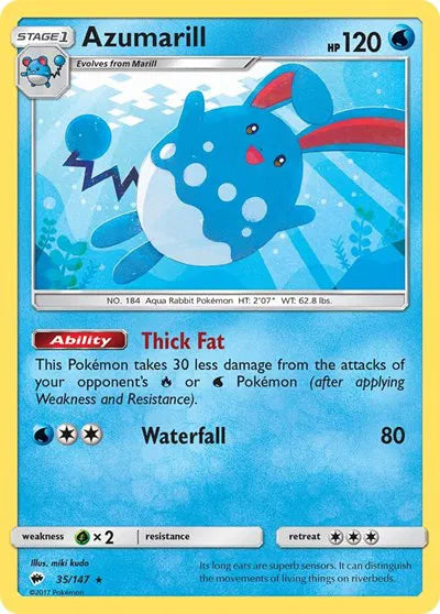 35/147 Azumarill Reverse Holo - Burning Shadows