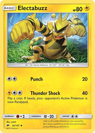 42/147 Electabuzz Reverse Holo - Burning Shadows