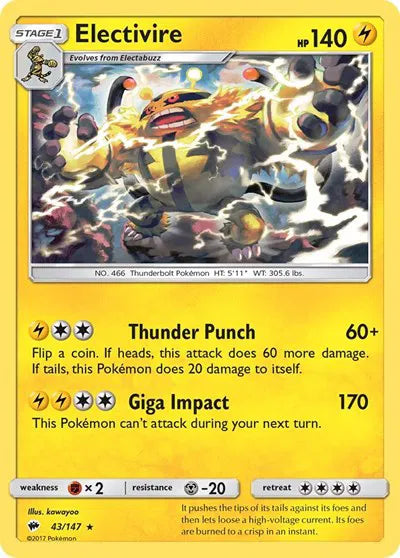 43/147 Electivire Reverse Holo - Burning Shadows