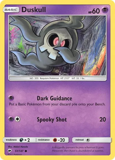 51/147 Duskull Reverse Holo - Burning Shadows
