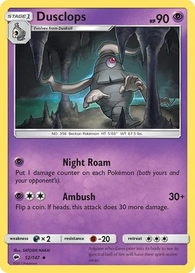 52/147 Dusclops Reverse Holo - Burning Shadows