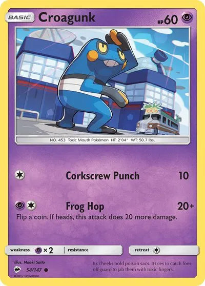 54/147 Croagunk Reverse Holo - Burning Shadows