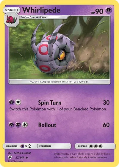 57/147 Whirlipede Reverse Holo - Burning Shadows