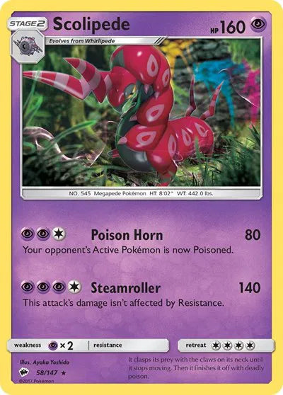 58/147 Scolipede Reverse Holo - Burning Shadows