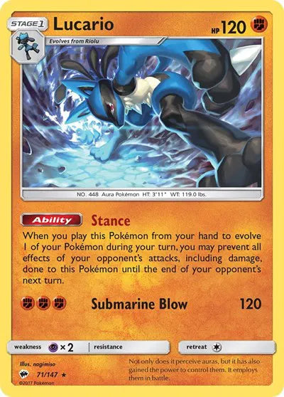 71/147 Lucario Holofoil - Burning Shadows