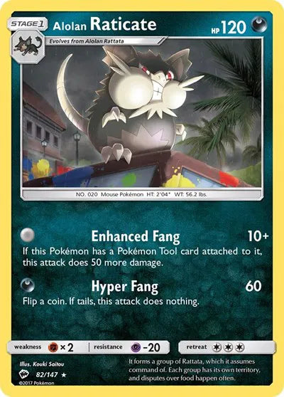 82/147 Alolan Raticate Reverse Holo - Burning Shadows