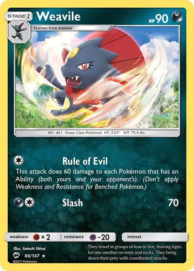 86/147 Weavile Reverse Holo - Burning Shadows