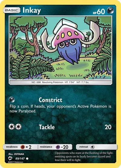 89/147 Inkay Reverse Holo - Burning Shadows