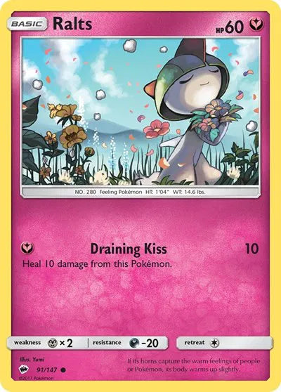 91/147 Ralts Reverse Holo - Burning Shadows