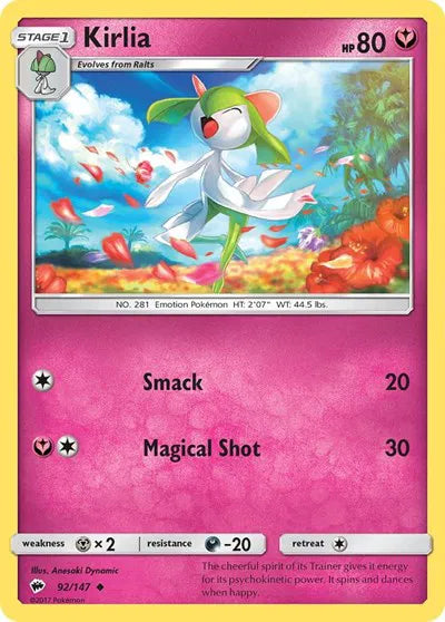 92/147 Kirlia Reverse Holo - Burning Shadows