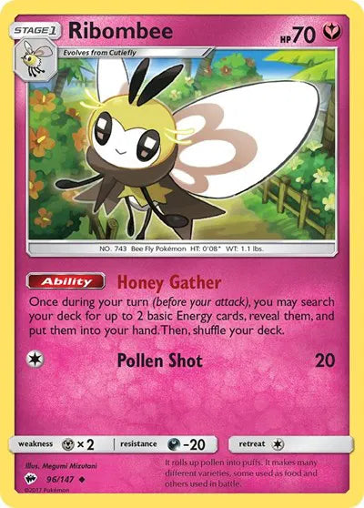 96/147 Ribombee Reverse Holo - Burning Shadows