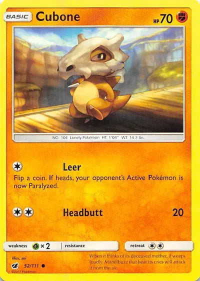 52/111 Cubone Reverse Holo - Crimson Invasion