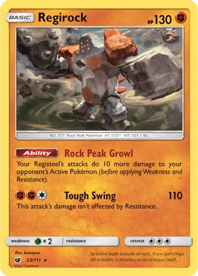 53/111 Regirock Reverse Holo - Crimson Invasion