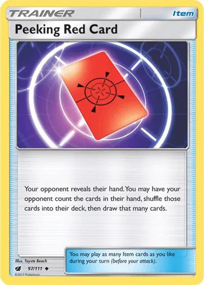 97/111 Peeking Red Card Reverse Holo - Crimson Invasion