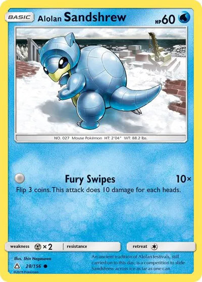 28/156 Alolan Sandshrew Reverse Holo - Ultra Prism