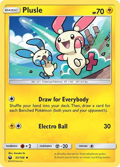 53/168 Plusle Reverse Holo - Celestial Storm