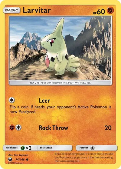 74/168 Larvitar Reverse Holo - Celestial Storm
