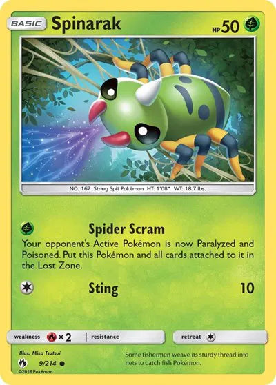9/214 Spinarak Reverse Holo - Lost Thunder