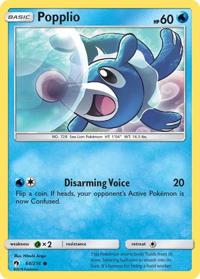 64/214 Popplio Reverse Holo - Lost Thunder