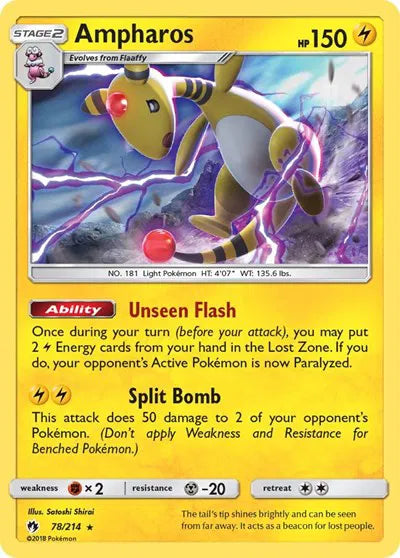 78/214 Ampharos Holofoil - Lost Thunder