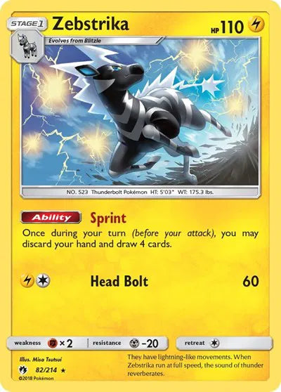 82/214 Zebstrika Reverse Holo - Lost Thunder