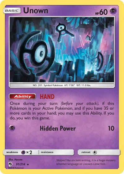 91/214 Unown Reverse Holo - Lost Thunder