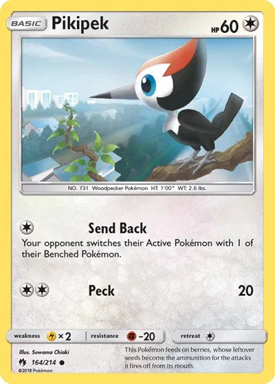 164/214 Pikipek Reverse Holo - Lost Thunder