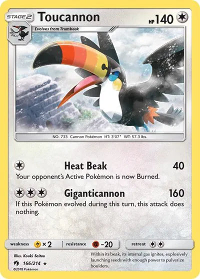 166/214 Toucannon Reverse Holo - Lost Thunder