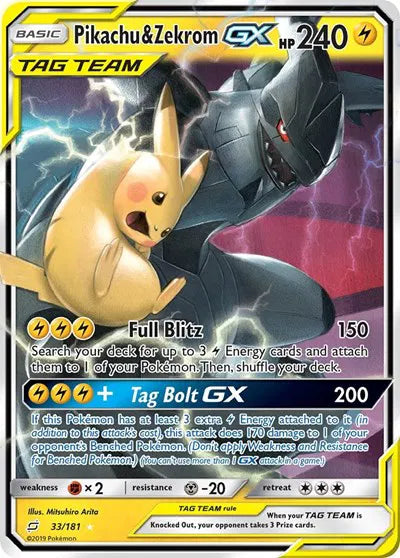 33/181 Pikachu & Zekrom GX - Team Up