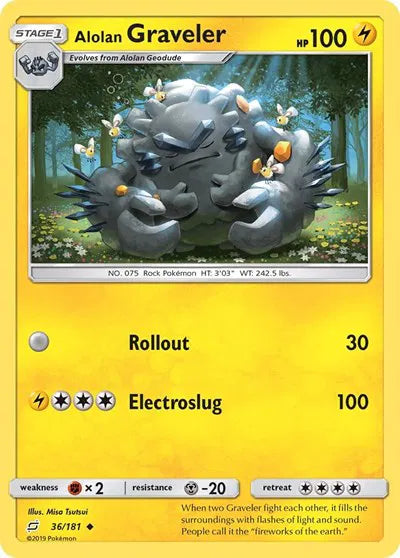 36/181 Alolan Graveler Reverse Holo - Team Up