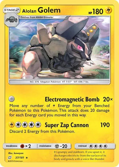 37/181 Alolan Golem Reverse Holo - Team Up