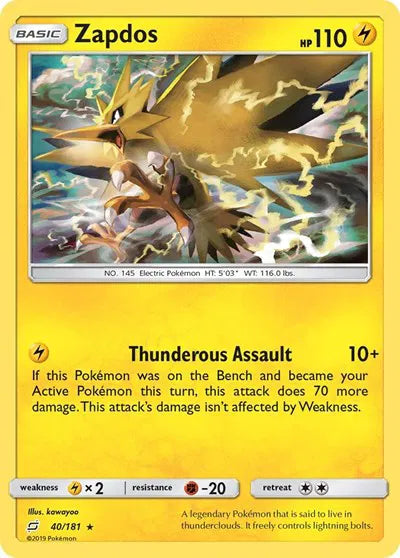 40/181 Zapdos Holofoil - Team Up