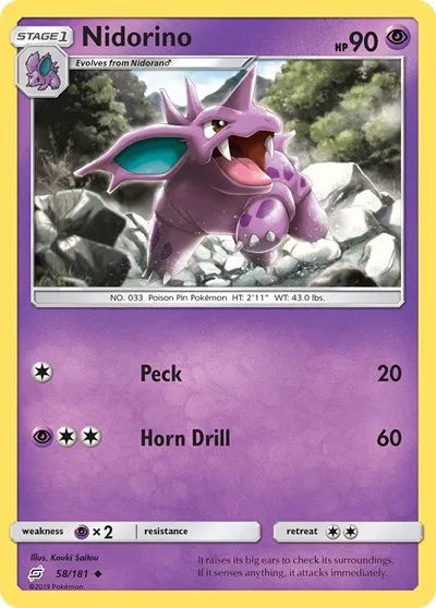 58/181 Nidorino Reverse Holo - Team Up