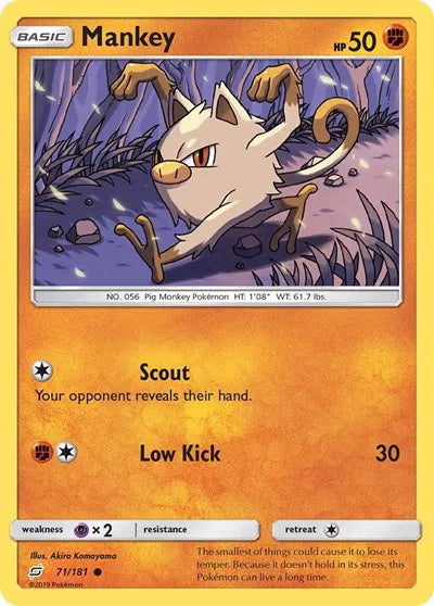 71/181 Mankey Reverse Holo - Team Up