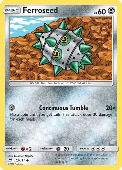 102/181 Ferroseed Reverse Holo - Team Up