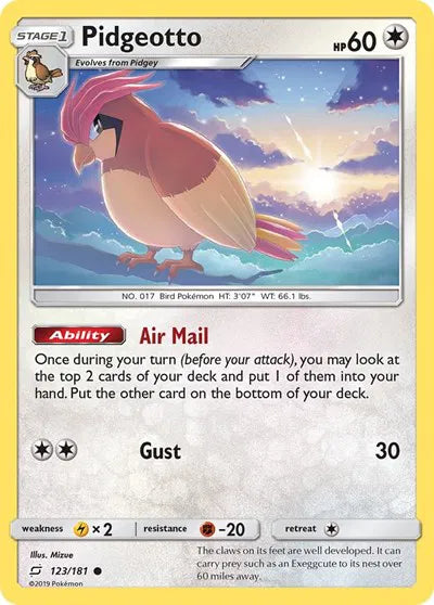 123/181 Pidgeotto Reverse Holo - Team Up