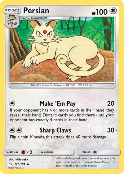 126/181 Persian Reverse Holo - Team Up