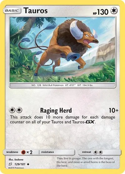 129/181 Tauros Reverse Holo - Team Up