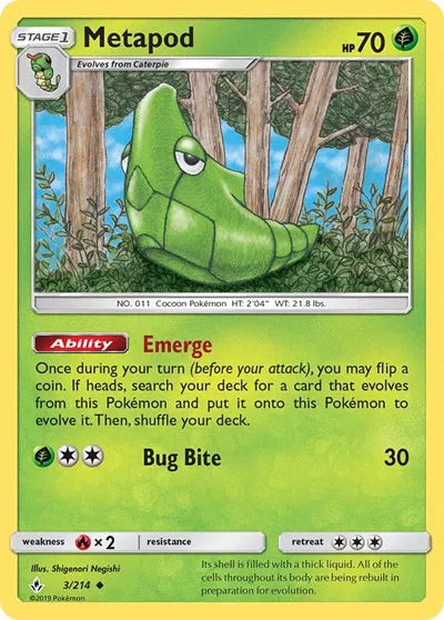 3/214 Metapod Reverse Holo