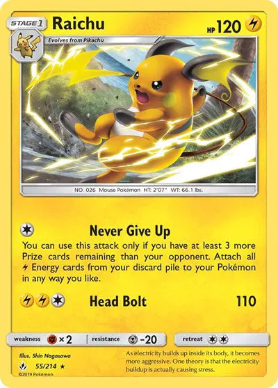 55/214 Raichu Reverse Holo - Unbroken Bonds