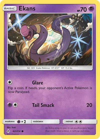 62/214 Ekans Reverse Holo - Unbroken Bonds